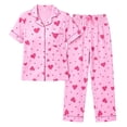 thumbnail image 6 of Blmnix 2 Piece Pajama Set Pajamas for Women Set Sleepwear Sets Button Up Pajamas for Women Pajama Short Sleeve Pink Collared Full Soft Pajama Set for Women,XL, 6 of 8