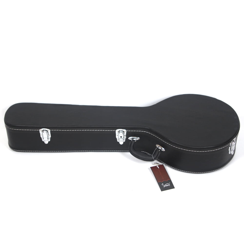 Kepooman 5-String 6-String Microgroove Pattern Leather Wood Banjos Case, Black