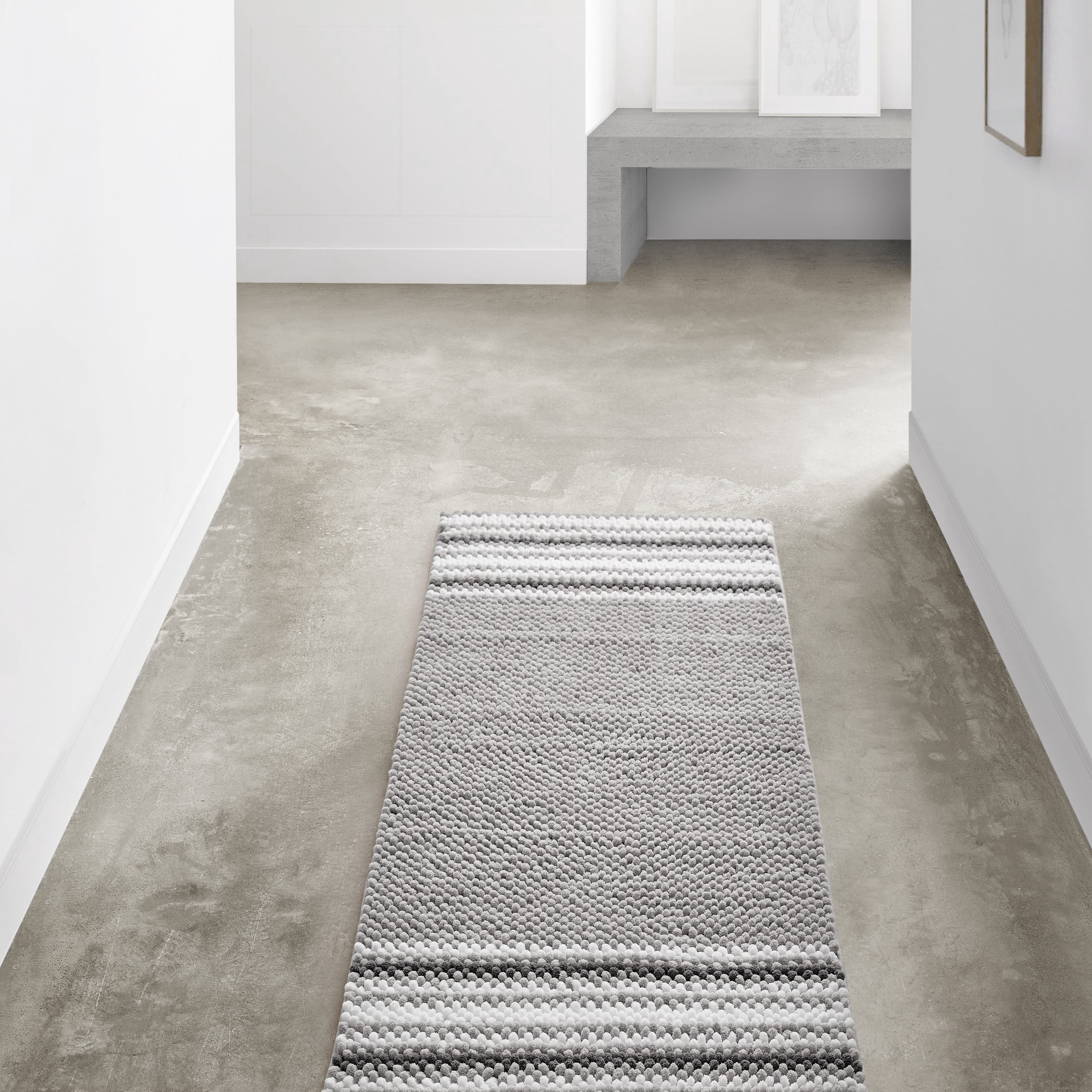 VCNY Home Aiden Jacquard Striped Light Grey Polyester Bath Runner, 24" x 60"