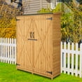 thumbnail image 3 of YYAo Outdoor Storage Shed with Double Doors, Wooden Garden Tool, 63.8" x 55.1" x 19.7", Natural, 3 of 16