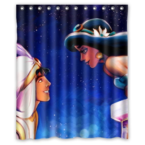 TOUXIHAA Attractive Princess Jasmine and Aladdin Shower Curtain Bathroom Curtain Set with Hooks Size 60x72 inch