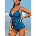 thumbnail image 4 of Charmo Tankini Swimsuit for Womens Ruched Two Piece Swimwear V Neck Tummy Control Bathing Suit, 4 of 7