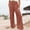 Brown, variant on Women's Classic Cotton Linen Casual Pants with Elastic Waist and Pockets, Lightweight for Beach, Vacation and Daily Life Pink XXL