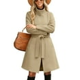 thumbnail image 5 of Womens Winter Coat 2026 Fall Casual Notch Lapel Bandage Lining Pocket Breasted Jacket Elegant Coats with Pockets (L, Beige), 5 of 9