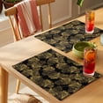 thumbnail image 4 of Yellow Black Leaves Placemats Set of 4 Vintage Abstract Art Botanical Place Mats Indoor Wipeable Table Mats Washable Cloth Dining Table Placemats for Kitchen Holiday Party Home Decor 13x19 Inch, 4 of 9