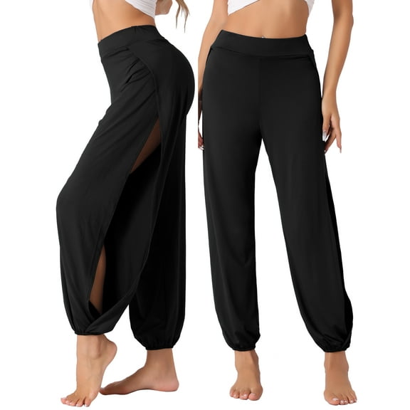 DARING DIVA Women's Side Slit Yoga Harem Pants XS Black