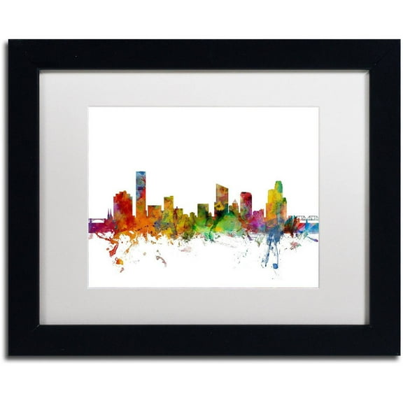 Trademark Fine Art 'Grand Rapids Michigan Skyline' Canvas Art by Michael Tompsett, White Matte, Black Frame
