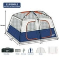 thumbnail image 3 of 12 Person Camping Tents, 2 Room Weather Resistant Family Cabin Tent, 6 Large Mesh Windows with Carry Bag, 3 of 9