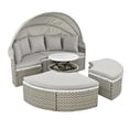 thumbnail image 6 of Glavbiku 64.1" Outdoor Wicker Round Daybed with Cushions,Rattan Sofa Bed with Lift Table,Gray, 6 of 13
