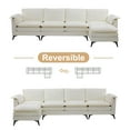 thumbnail image 3 of UBesGoo 130" L-Shaped Modular Sofa, Oversized Chenille Couch with Double Layered Cushions, 4 Seats Sleeper Set Living Room Furniture Sets, Off White, 3 of 8