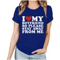 thumbnail image 1 of TIMIFIS T-Shirts de la Saint-Valentin à Manches Courtes pour Femmes Mode Décontractée Col Rond J'aime Mes Petits Amis T-Shirt Imprimé Col Rond, 1 of 3