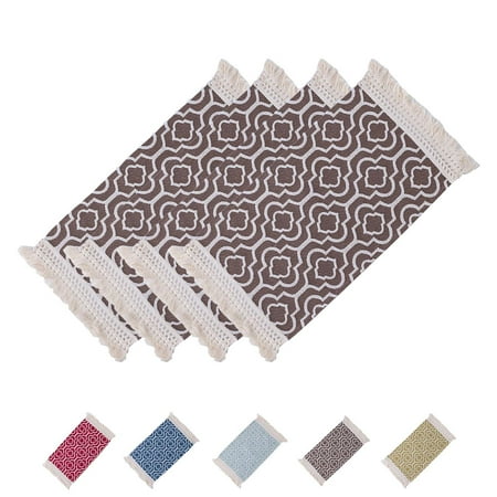 

Placemats Set Of 4 Table Mats For Farmhouse Dining Table Décor Boho Place Mat With Tassels-brown-32x50cm