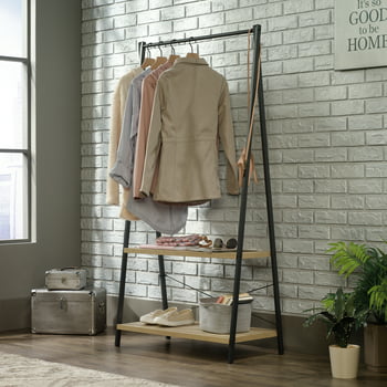 Curiod Hall Tree with Clothing Rack (Charter Oak Finish)