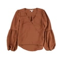 thumbnail image 1 of bar III Blusa de punto con mangas tipo blusón para mujer, marrón, XS bar III Tejer, 1 of 2