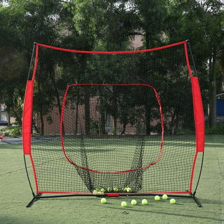 BALIGHT 7'×7’Baseball Softball Practice Hitting Batting Training Net Bow Frame Red Bag Sports Exercise