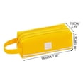thumbnail image 3 of Double Layer Large Capacity Pencil Case Portable Cloth Organizer with Handle & Double Zipper, Ideal for Stationery Storage, Versatile Makeup Pouch, Gift for & Adults Yellow, 3 of 8