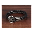 thumbnail image 3 of QQTDFG Stainless Steel Genuine Leather Bracelet Black Silver Men's Unisex Hook G366-default, 3 of 8