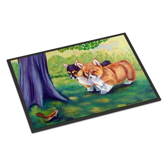 Carolines Treasures 7293MAT Corgi Doormat 18x27 27"L x 18"W multicolor