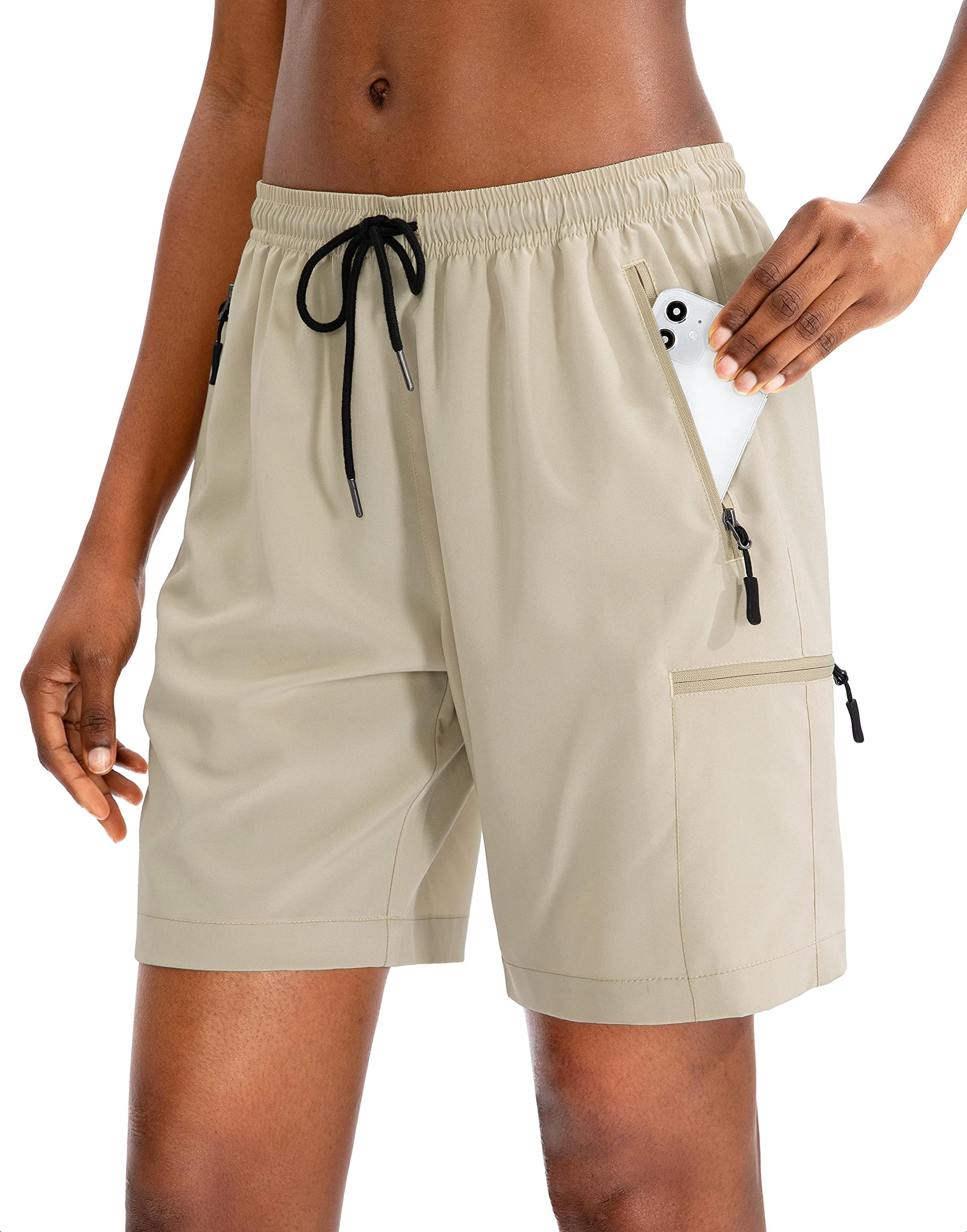 linlon Womens Quick Dry Cargo Shorts,Outdoor Casual Capri Long Shorts for Hiking Camping Travel 