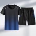 thumbnail image 2 of FRSASU Men's Summer Vacation Outfits 2 Piece Short Sleeve Gradient Graphic Shirt and Shorts Sweatsuits Sets Big Tall Matching Set Blue, 2 of 9
