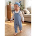 thumbnail image 4 of Cjfdfy Newborn Baby Boy Girl Fall Outfits Solid Long Sleeve Romper Waffle Overall Pants And Knotted Hat 3 Piece Set Cute Coming Home  Fall Winter Outfit 0-18M, 4 of 9