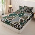 thumbnail image 2 of Manfei Cute Rabbit Zipper Full Size Comforter Sets with Fitted Sheet and 2 Pillowcases,Rustic Camo Print Zipper Bedding Set,Green,Black Reversible,4pcs, 2 of 8