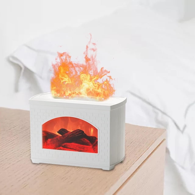 Humidificador de aire Simulación USB Lámpara de noche con efecto de llama 270 ml Protección de apagado automático Difusor de aromaterapia portátil Blanco perfecl Humidificador de niebla