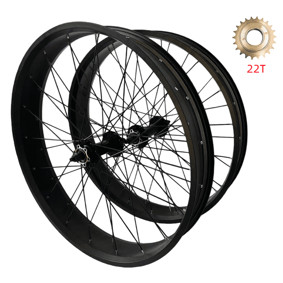 DONSP1986 26" x4" Fat Tire Rimset Heavy Duty 12G Spokes BIKE Wheelset & 22T Bike Flywheel