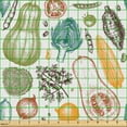 thumbnail image 2 of Ambesonne Thanksgiving Fabric by the Yard Upholstery, Corn Onion Tomato Art, 3 Yards, Olive Green Petrol Blue, 2 of 5