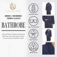 thumbnail image 3 of Superior Terry Cotton Adult Unisex Soft Lightweight Bathrobe, Small, Navy Blue, 3 of 8