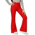 thumbnail image 5 of Sonxahe Big Girl's Solid Flared Denim Jeans Mid Rise Stretch Casual Trousers Bottoms,Red, 5 of 7