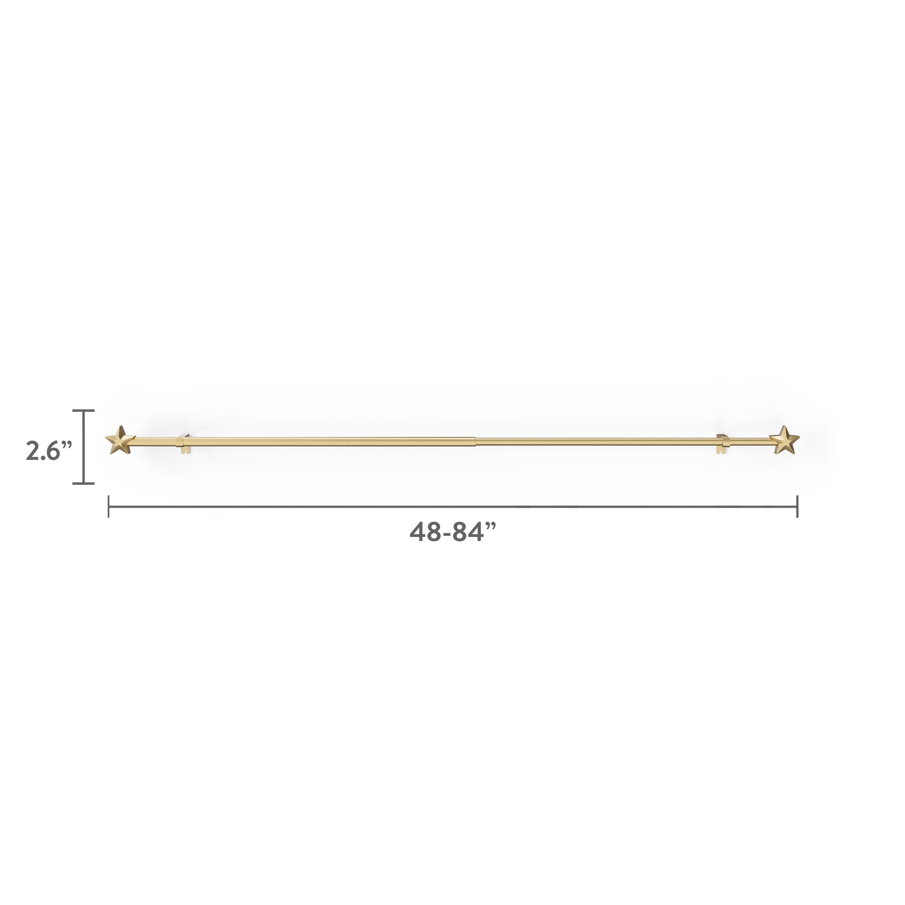 Mainstays Kids 3/4" Gold Star Adjustable Single Curtain Rod, 48"-84"