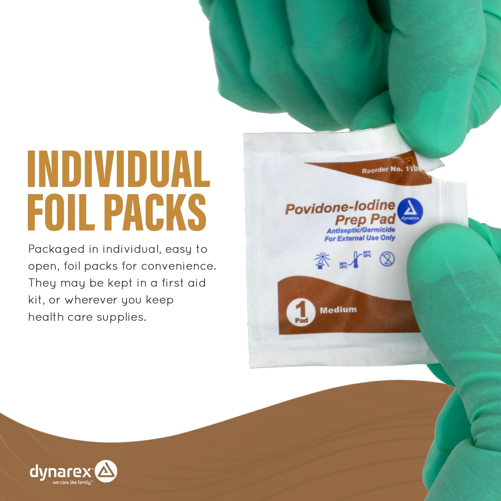 Dynarex Povidone-Iodine Prep Pads, Saturated with Povidone Iodine 10%, Medical-Grade Antiseptic Wipes for Prepping Prior Minor Procedures, Medium, 1 Case of 1000 (10 Boxes of 100) Packaging May Vary