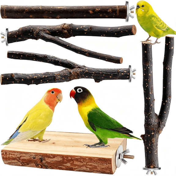 CYFW Bird Toys Parakeet Perch Budgie Perch Wood Stand Fork Toys Multi-Branch Perch Platform Toy for Small Conures,Cockatiel,Parrotlet,Lovebird,Parrot,Finches