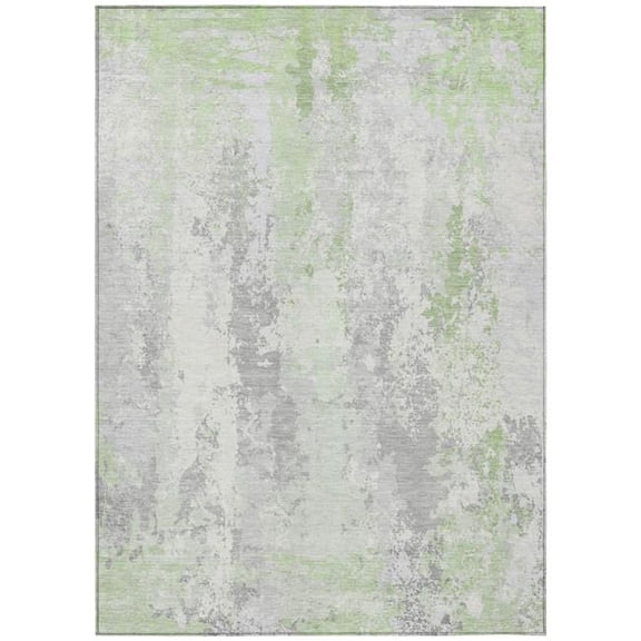 HomeRoots 622617 10 x 14 ft. Artichoke Green & Ivory Abstract Washable Transitional Indoor & Outdoor Rectangle Area Rug