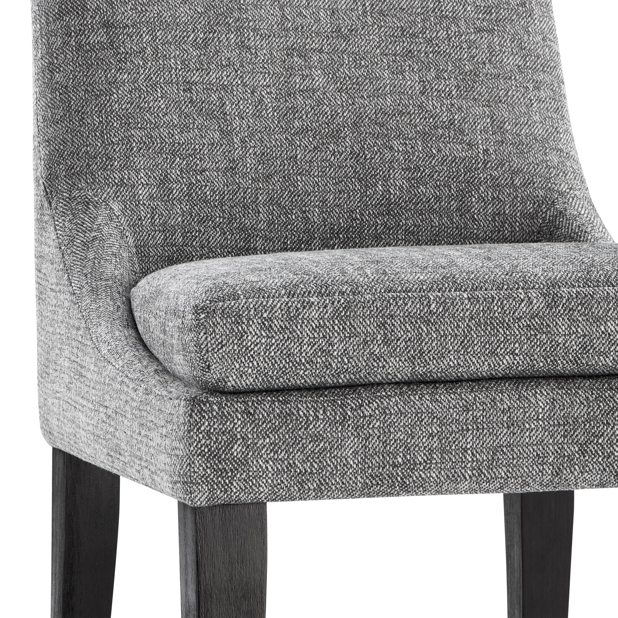 Spruce & Spring Modern Upholstered Dining Chair Set of 2 with Curved Backrest and Solid Wood Legs, Comfortable Padded Fabric Seat for Dining Room Kitchen Living Room, Pebble Grey