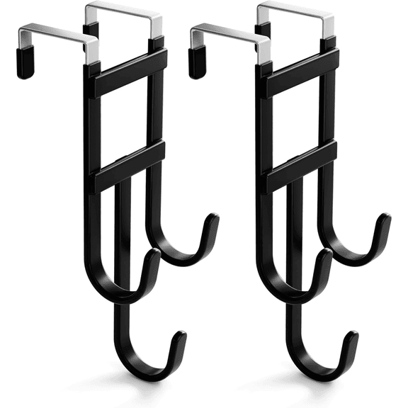 Over the Door Hooks, 2 Pack Heavy Duty Triple-Hook Door Hanger Hooks with Non-Slip Rubber, Waterproof Over Door Hanger for Towels, Coats, Bags & Robes, Space Saving for Living Room,Bathroom, Bedroom