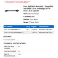 thumbnail image 2 of Front Right Axle Assembly - Compatible with 2006 - 2014 Volkswagen GTI 4-Door 2.0L 4-Cylinder 2007 2008 2009 2010 2011 2012 2013, 2 of 2