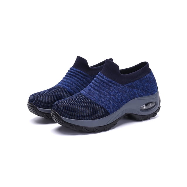 Women's Air Cushion Shock Absorption Knitted Tying Lazy Dance Shoes, Sports & Casual