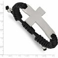 thumbnail image 3 of Stainless Steel Brushed And Polished Black Nylon Adjustable Cross Bracelet Made In China -Jewelry By Sweet Pea, 3 of 6