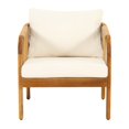 thumbnail image 2 of Acacia Wood and Wicker Outdoor Club Chair, Deep Seating with Soft Cushion, Porch Chairs for Garden, Backyard Porch Balcony, Brown & Beige, 2 of 9