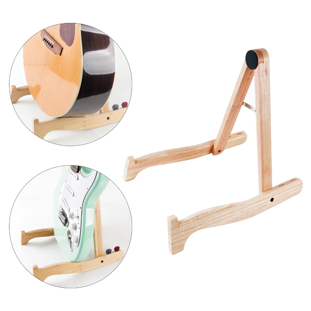 Ukulele Stand Wood Guitar Rack A-Frame Style Standing Musical Instrument Holder with Smooth Side for Ukuleles Violins