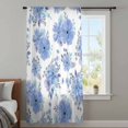 thumbnail image 3 of Blue Watercolor Floral Sheer Curtains 54 Inches Long, Spring Flower Abstract Art Light Filering Curtains, Breathable Simi Curtain Privacy Drapes for Kitchen Bathroom Small Window Treatment, 3 of 9