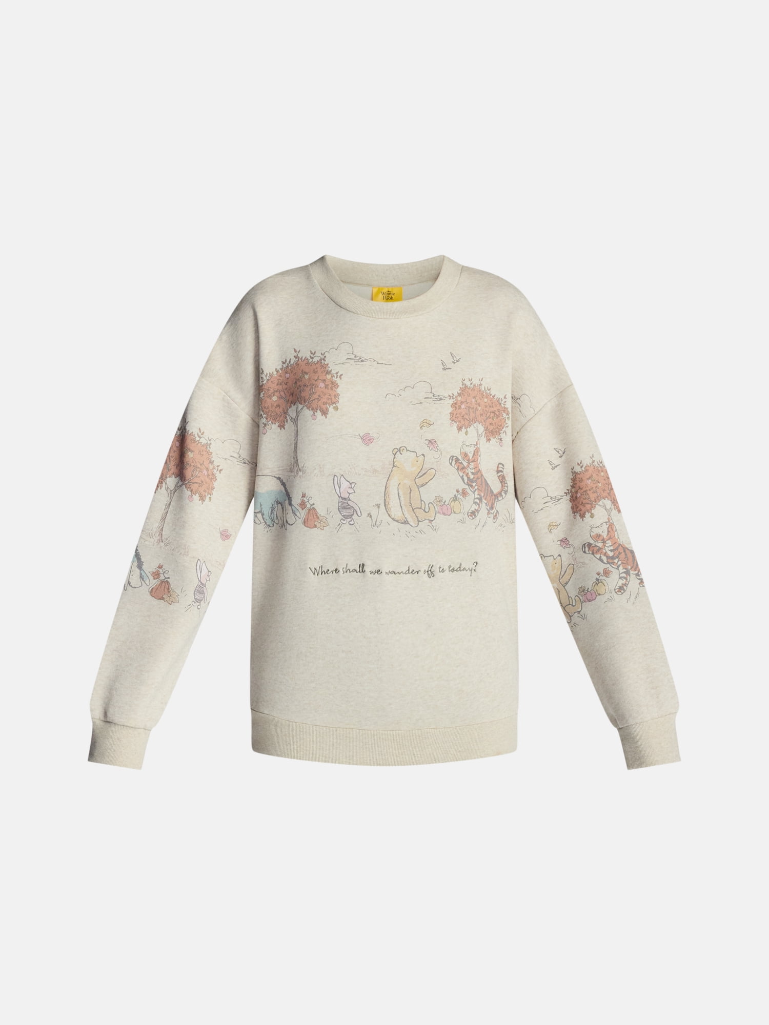 Disney Winnie the Pooh Women's Crewneck Sweatshirt with Long Sleeves, Sizes XXS-XXL
