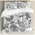 thumbnail image 3 of Mermaid Duvet Cover Set Twin Size, Mermaid Figure with Ornate Paisley Leaf Folkloric Human Fish Design, Decorative 2 Piece Bedding Set with 1 Pillow Sham, Black Grey, by Ambesonne, 3 of 3