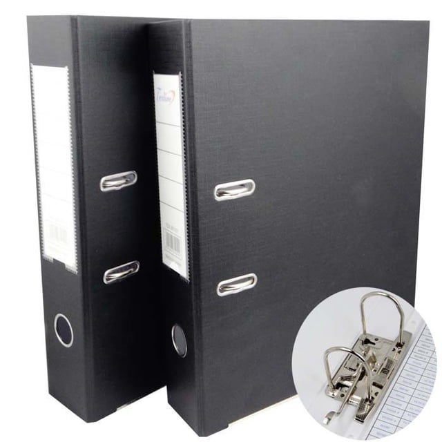 (Paquete de 2) Cajas de archivos de almacenamiento A4 Estuches de archivos, Plástico plegable, Carpeta de archivos, Engrosada a 7,5 cm, Gran capacidad, Negro