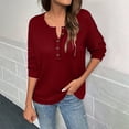 thumbnail image 5 of FAIWAD Womens Long Sleeve Tops Dressy Casual Button V Neck Knit Pullover Trendy Comfy Drop Shoulder Tops, 5 of 9
