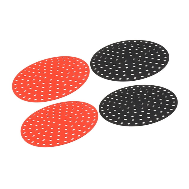 Doublures Réutilisables pour Friteuse à Air Chaud, Tapis de Friteuse à Air Multifonctionnel Résistant à l'Huile, Coupe Facile, Silicone pour Accessoires de Friteuse à Air 2 X 23 Cm/9,1 Po Rouge, 2 X 23 Cm/9,1 Po Noir