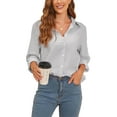 thumbnail image 1 of UKAP Oversized Baggy Cotton Linen Shirt Tops For Women Ladies Buttom Down OL Office Work T-Shirt Winter Thin Linen V-Neck Tunic Blouse Tops Basic Tee, 1 of 5