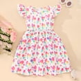 thumbnail image 2 of Adeawade Girl Dress 6-7 Years Round Neck Summer Dress With Flutter Sleeves Heart Print Outfit For Toddler And Cute Clothes Pink, 2 of 3